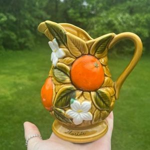 Florida orange vintage pitcher for flowers or plants